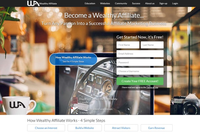wealthy affiliate homepage