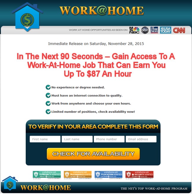 work at home scam