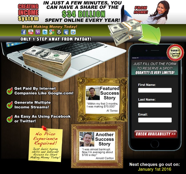 creating income system scam
