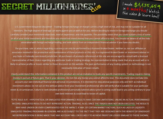 secret millionaires club scam