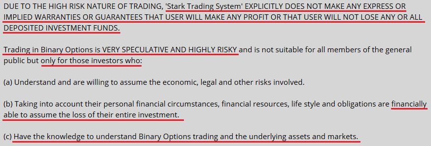 stark trading system scam